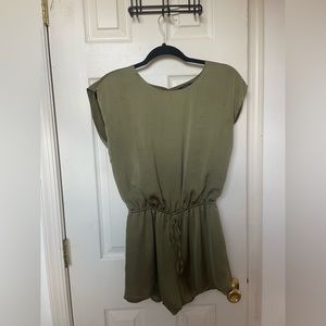 OLIVE GREEN SATIN ROMPER